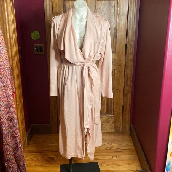 Soia & Kyo Pink Blush Trench Coat sz L - Picture 8 of 14